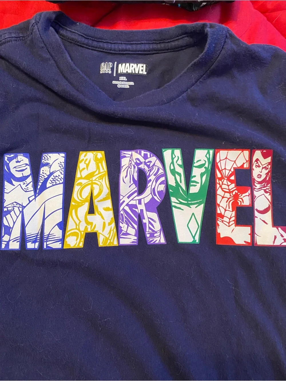 Marvel Kids Navy Tee with Multi-Color Logo